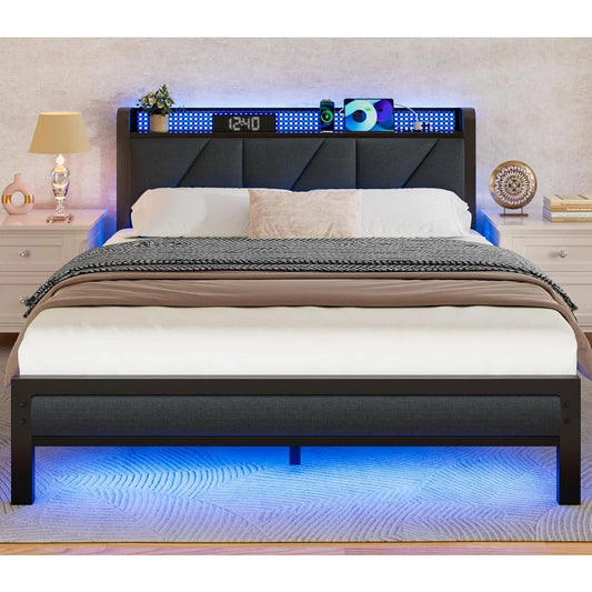 Full Bed Frame with LED Lights